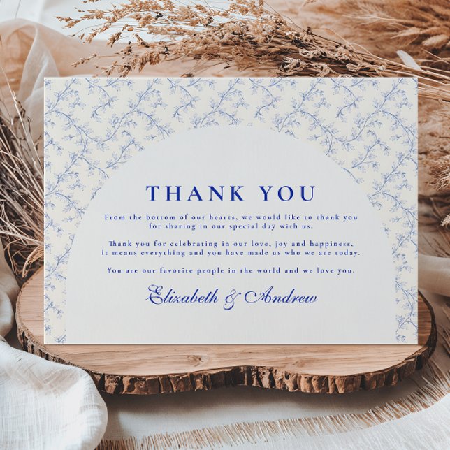 Tarjeta De Agradecimiento Boda Tradicional Chinoiserie Azul (Subido por el creador)
