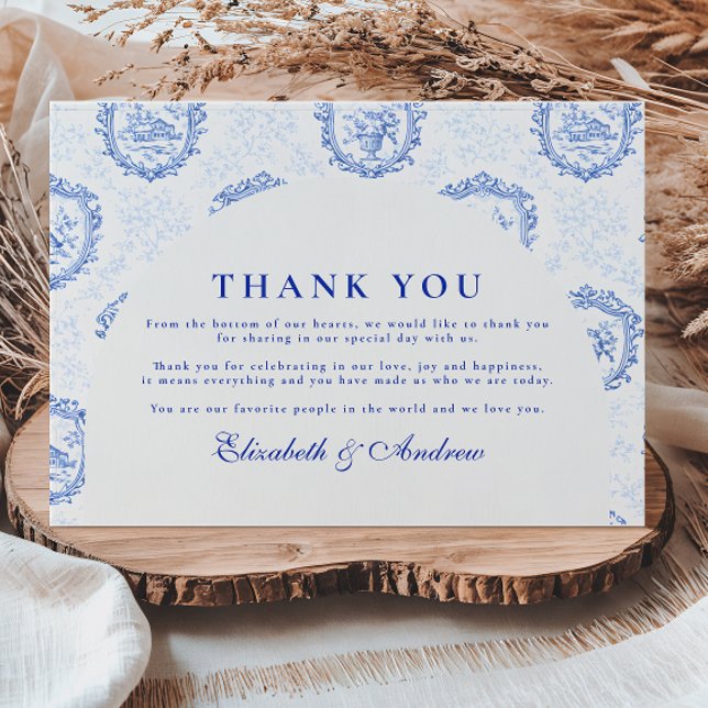 Tarjeta De Agradecimiento Boda Tradicional de Delft Azul Blanco (Subido por el creador)