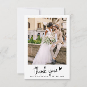 Tarjeta De Agradecimiento Boda trendy en blanco y negro
