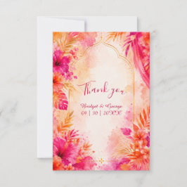 Tarjeta De Agradecimiento Boda tropical audaz de Bollywood Hawaii Arco