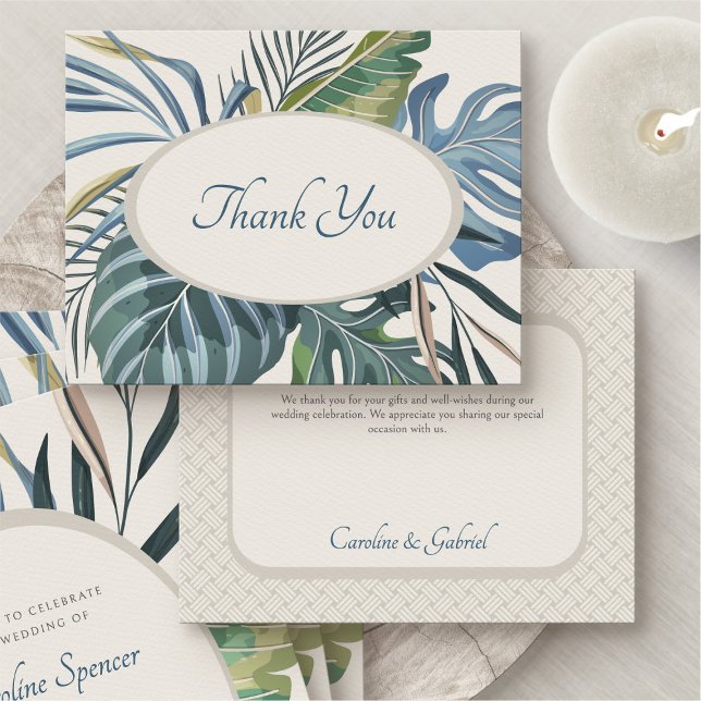 Tarjeta De Agradecimiento Boda Tropical Beach Palm (Subido por el creador)