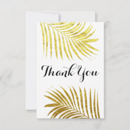 Tarjeta De Agradecimiento Boda tropical de hoja de Relieve metalizado dorado