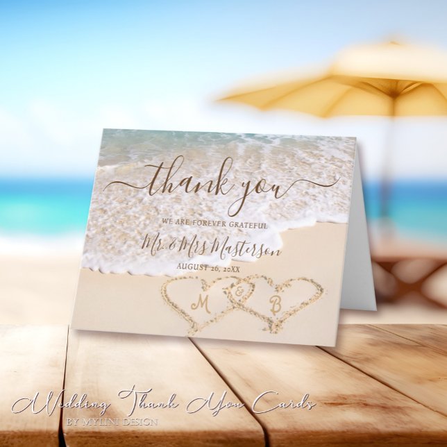 Tarjeta De Agradecimiento Boda Tropical de Olas del Océano Azul (Subido por el creador)