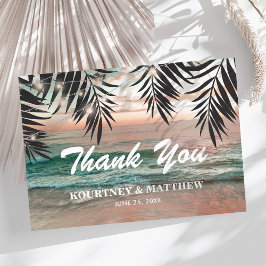 Tarjeta De Agradecimiento Boda tropical de playa