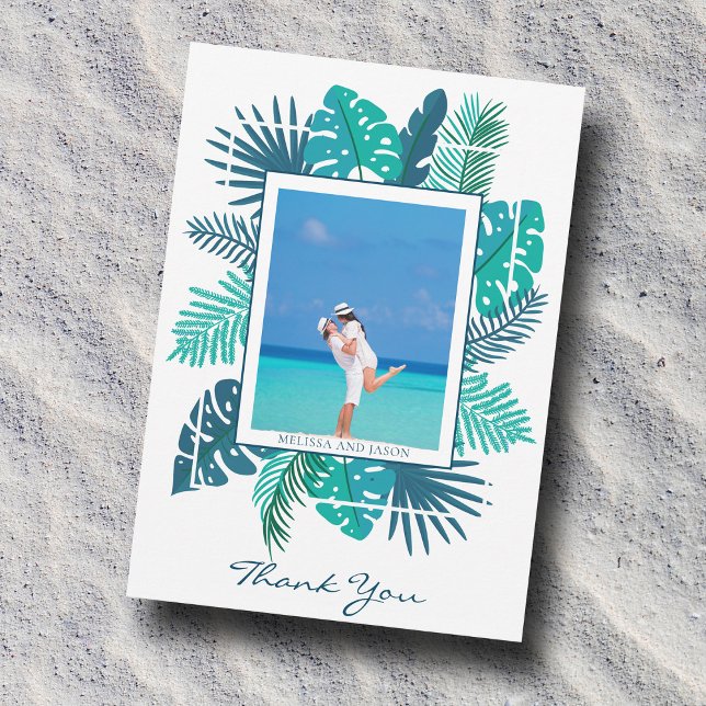Tarjeta De Agradecimiento Boda Tropical en la Playa de Nueva Fotografía (Subido por el creador)