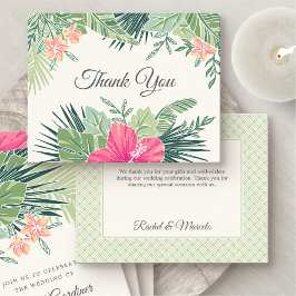 Tarjeta De Agradecimiento Boda Tropical Floral Beach