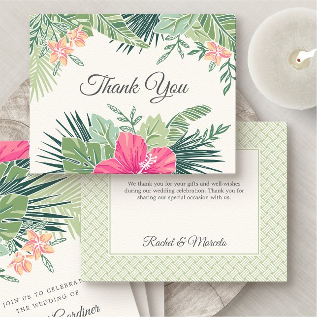Tarjeta De Agradecimiento Boda Tropical Floral Beach (Subido por el creador)