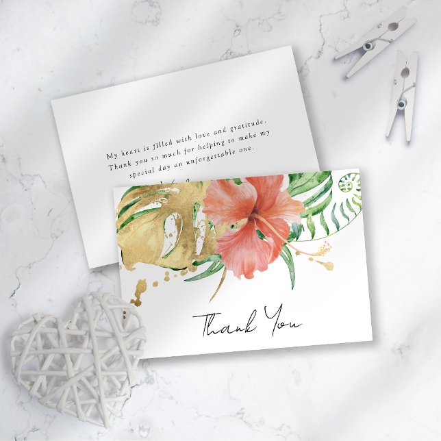 Tarjeta De Agradecimiento Boda Tropical Floral Destino Boda Ducha Bridal (Subido por el creador)