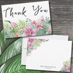 Tarjeta De Agradecimiento Boda Tropical Floral Elegante