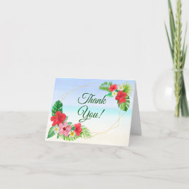 Tarjeta De Agradecimiento Boda Tropical Floral Gold Gracias