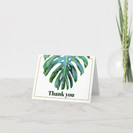 Tarjeta De Agradecimiento Boda Tropical Moderna Monstera Leaf Gold Beach