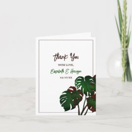 Tarjeta De Agradecimiento Boda Tropical Monstera Beach