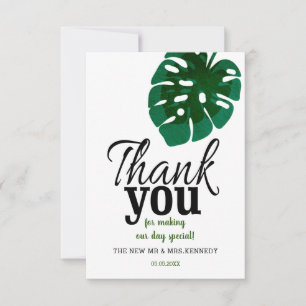 Tarjeta De Agradecimiento Boda Tropical Monstera Leaf Gracias