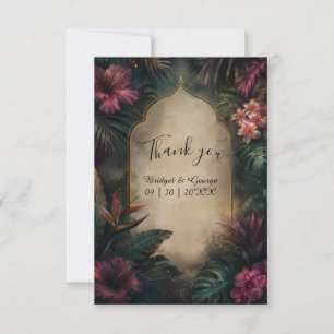 Tarjeta De Agradecimiento Boda tropical oscura y temperamental en Hawái vint