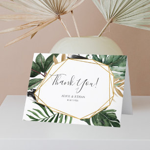Tarjeta De Agradecimiento Boda tropical verde