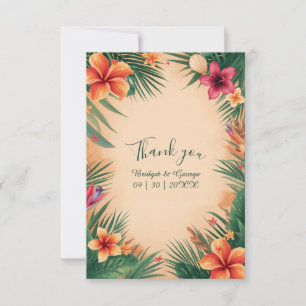 Tarjeta De Agradecimiento Boda tropical vintage Terracotta Hawaii