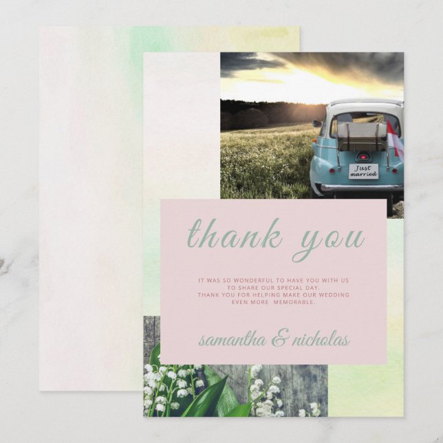Tarjeta De Agradecimiento Boda único de fotografía fotográfica de vagón vint (Anverso / Reverso)