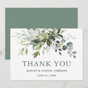 Tarjeta De Agradecimiento Boda verde de color de agua Sage Green
