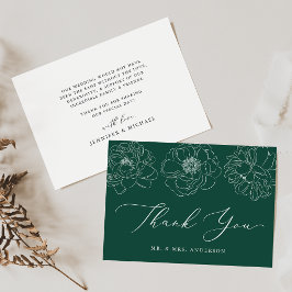 Tarjeta De Agradecimiento Boda verde de Dainty Floral
