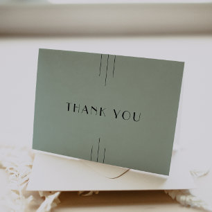 Tarjeta De Agradecimiento BODA verde de estilo Art Deco clásico moderno