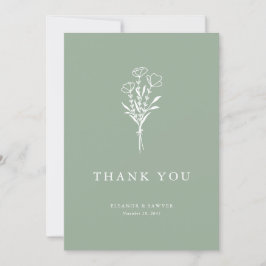 Tarjeta De Agradecimiento Boda Verde de Floral minimalista Sage