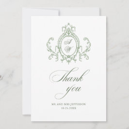 Tarjeta De Agradecimiento Boda Verde de la orquesta victoriana Grace Floral 