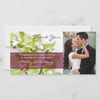 Tarjeta De Agradecimiento Boda Verde De Orquídea De Cimbidio Gracias Fototar