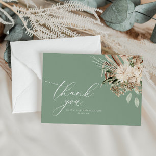 Tarjeta De Agradecimiento Boda verde de pasto moderno
