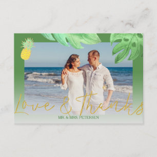 Tarjeta De Agradecimiento Boda verde de piña tropical gracias foto