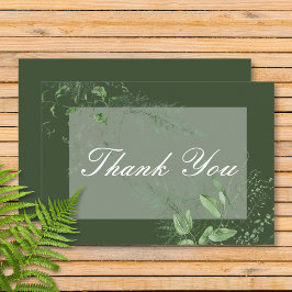 Tarjeta De Agradecimiento Boda verde esmeralda del follaje verde de ferrina 