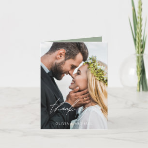 Tarjeta De Agradecimiento Boda Verde Sabio Gracias Foto Escrita A Mano