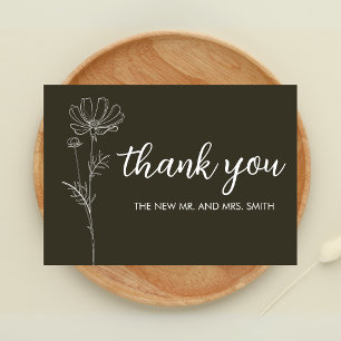 Tarjeta De Agradecimiento Boda verde sabio minimalista