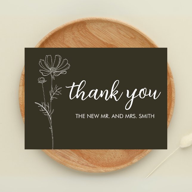 Tarjeta De Agradecimiento Boda verde sabio minimalista (Sage Green Minimalist Wedding Thank you Card)