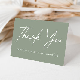 Tarjeta De Agradecimiento Boda Verde Sage Script Casual