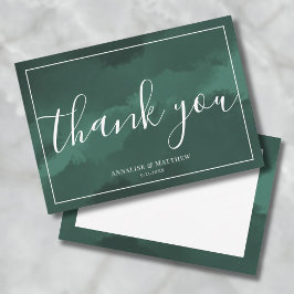 Tarjeta De Agradecimiento Boda Verde Simple y Elegante con Acuarela
