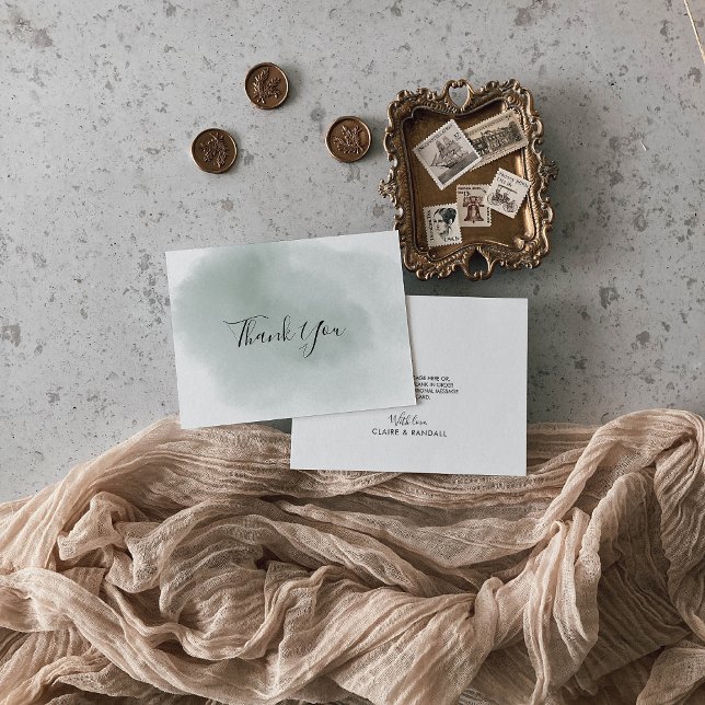 Tarjeta De Agradecimiento Boda verde y blanco caligrafía (Subido por el creador)