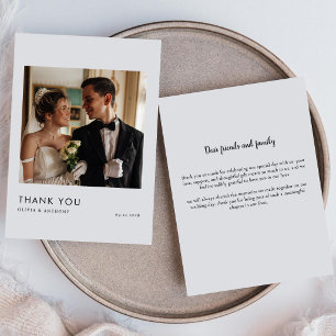 Tarjeta De Agradecimiento Boda Vertical con Caligrafía Simple Moderna Foto