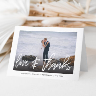 Tarjeta De Agradecimiento Boda Vertical de Amor y Gracias Foto Blanca Modern