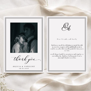 Tarjeta De Agradecimiento Boda Vertical de Foto con Dinero Antiguo Elegante