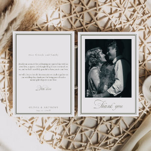 Tarjeta De Agradecimiento Boda Vertical de Foto con Elegancia Atemporal y Di