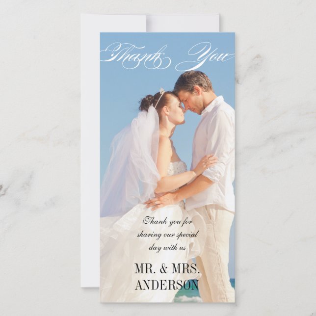 Tarjeta De Agradecimiento Boda vertical simple Gracias (Anverso)