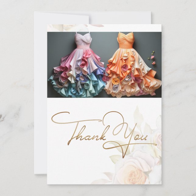 Tarjeta De Agradecimiento Boda Vestidos estilo moda (Anverso)