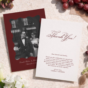 Tarjeta De Agradecimiento Boda Victoriana de Marfil y Burdeos