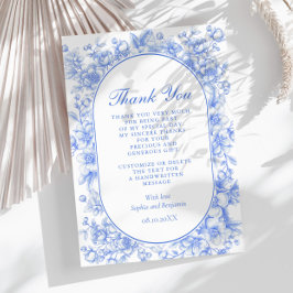 Tarjeta De Agradecimiento Boda victoriano Floral Algo azul