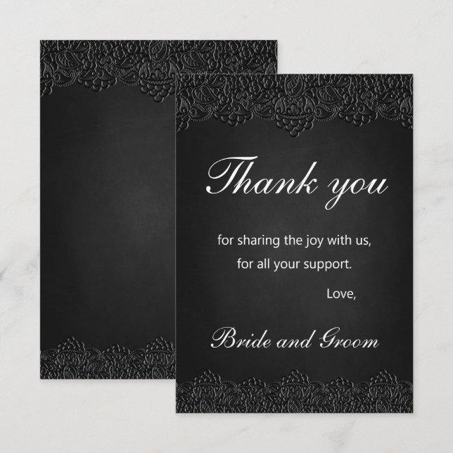 Tarjeta De Agradecimiento Boda victoriano gótico de Black Lace (Anverso / Reverso)