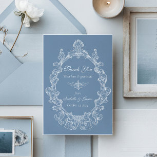Tarjeta De Agradecimiento Boda Vintage Barroca de Damasco