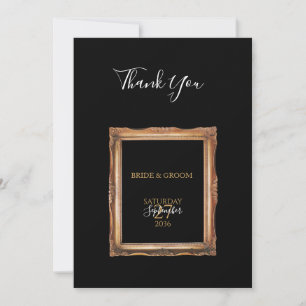 Tarjeta De Agradecimiento Boda Vintage Black & Gold