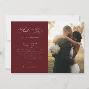 Tarjeta De Agradecimiento Boda Vintage Burgundy y Marfil Old Money 2 Fotos