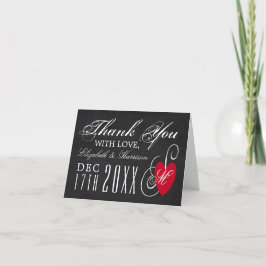 Tarjeta De Agradecimiento Boda Vintage de Corazón con Pizarra