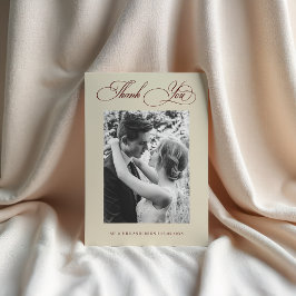 Tarjeta De Agradecimiento Boda Vintage de Dinero Antiguo Marfil y Burdeos Fo